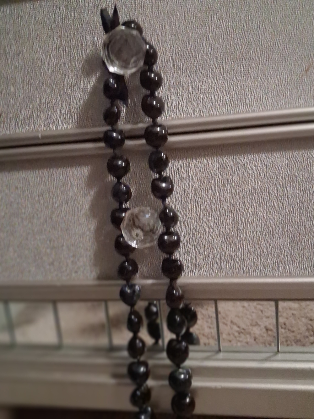 Black Beaded Women's Necklace with Clear Faceted Accent
